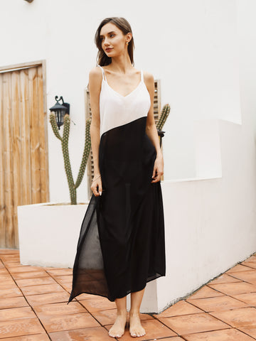 Moss Rose Maxi Cover-Up Black White